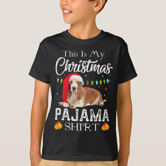 Camiseta Este es mi Navidad Pajama Santa Basset Hound Gif (Anverso)
