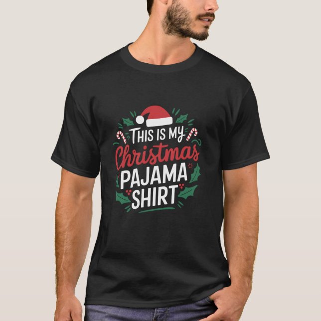 Camiseta Este es mi Navidad Pajama Santa Hat Navidades Li (Anverso)