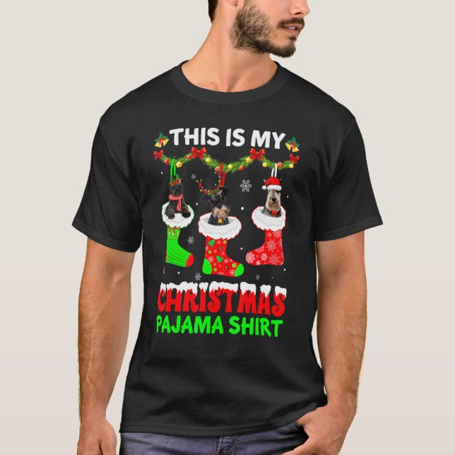 Camiseta Este Es Mi Navidad Pajama Schnauzer Dog Puppy (Anverso)