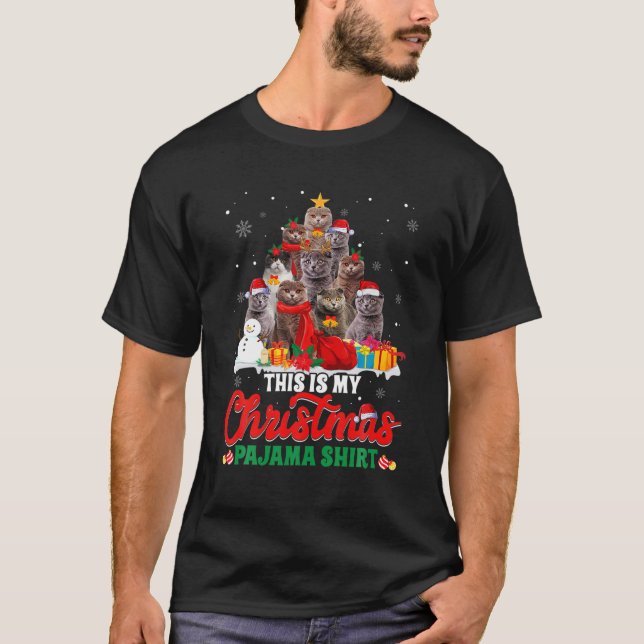 Camiseta Este Es Mi Navidad Pajama Scottish Fold Tree (Anverso)