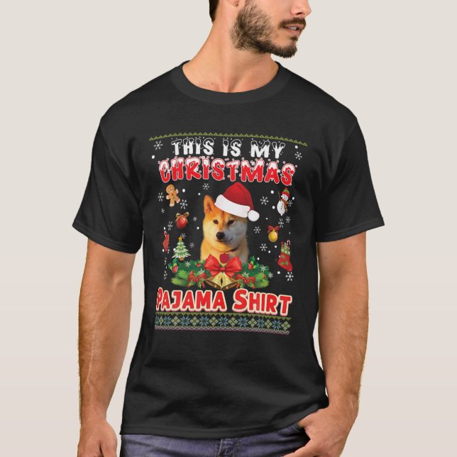 Camiseta Este Es Mi Navidad Pajama Shirt Akita Inu Perg Ug (Anverso)