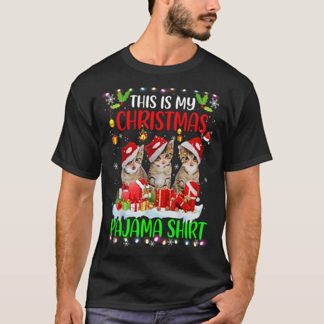 Camiseta Este es mi Navidad Pajama Shirt Funny Cat Santa (Anverso)