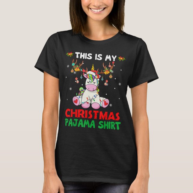 Camiseta Este es mi Navidad Pajama Shirt Unicorn Santa (Anverso)