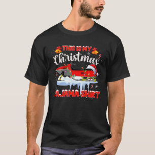 Camiseta Este Es Mi Navidad Pajama Snowmobling Santa Rei