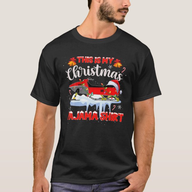 Camiseta Este Es Mi Navidad Pajama Snowmobling Santa Rei (Anverso)
