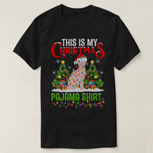 Camiseta Este Es Mi Navidad Pajama Sphyn Cat Navidades  (Diseño del anverso)
