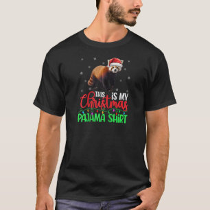 Camiseta Este Es Mi Navidad Pajama Xmas Luces Panda Rojo