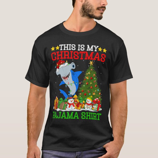 Camiseta Este Es Mi Navidad Pajamas Hammerhead Shark Chris (Anverso)
