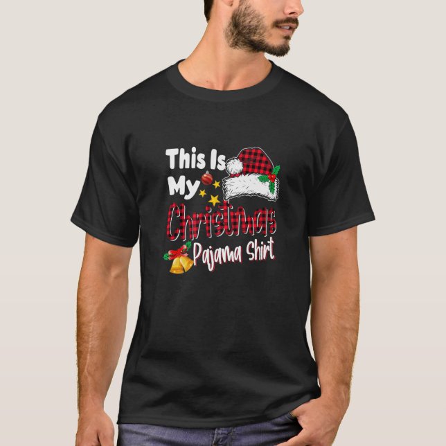 Camiseta Este es mi Navidad Pajamas Planteó divertidas y fe (Anverso)