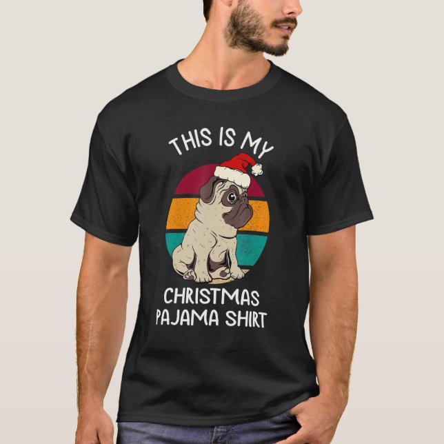 Camiseta Este Es Mi Navidad Pj Pug Dog Usando Un Santa H (Anverso)