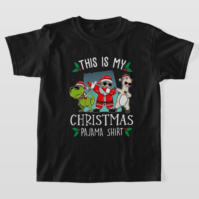 Camiseta Este es mi Navidad Pjs Dabbing Santa Dinosaur Ll (Distribución)
