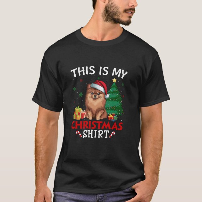 Camiseta Este es mi Paja Navidad de Perro Santa Hat Paja (Anverso)
