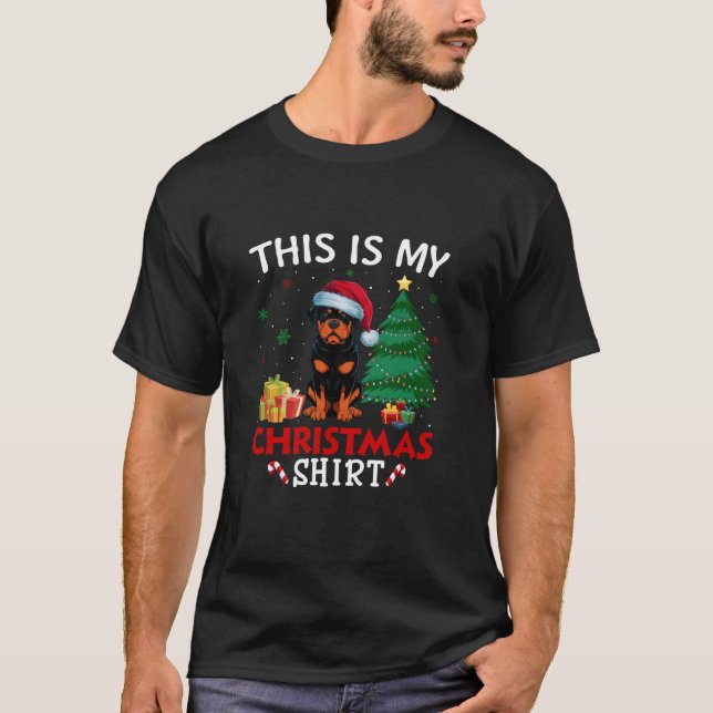 Camiseta Este es mi Paja Navidad de Rottweiler Dog Santa Ha (Anverso)
