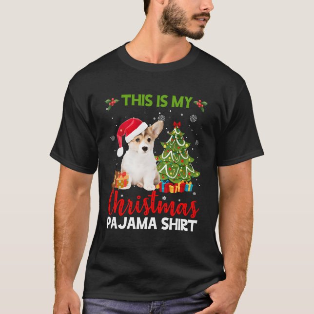 Camiseta Este Es Mi Pajama Corgi Santa Para Navidades (Anverso)