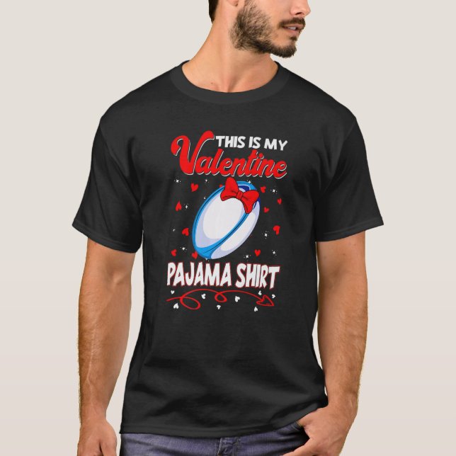 Camiseta Este Es Mi Pajama De Rugby De Valentines Para Niño (Anverso)