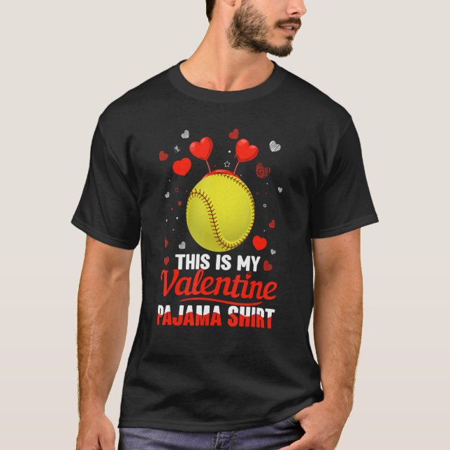 Camiseta Este Es Mi Pajama De Valentine Headband Softball P (Anverso)