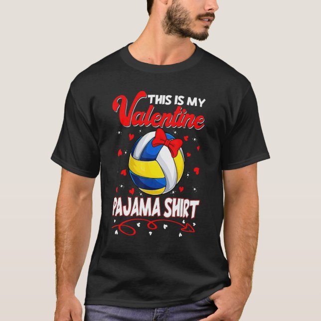 Camiseta Este Es Mi Pajama De Voleibol De San Valentín Para (Anverso)