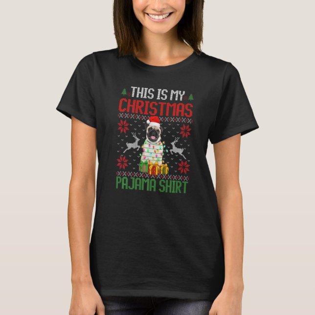 Camiseta Este Es Mi Pajama Navidades De Perro De Pug (Anverso)