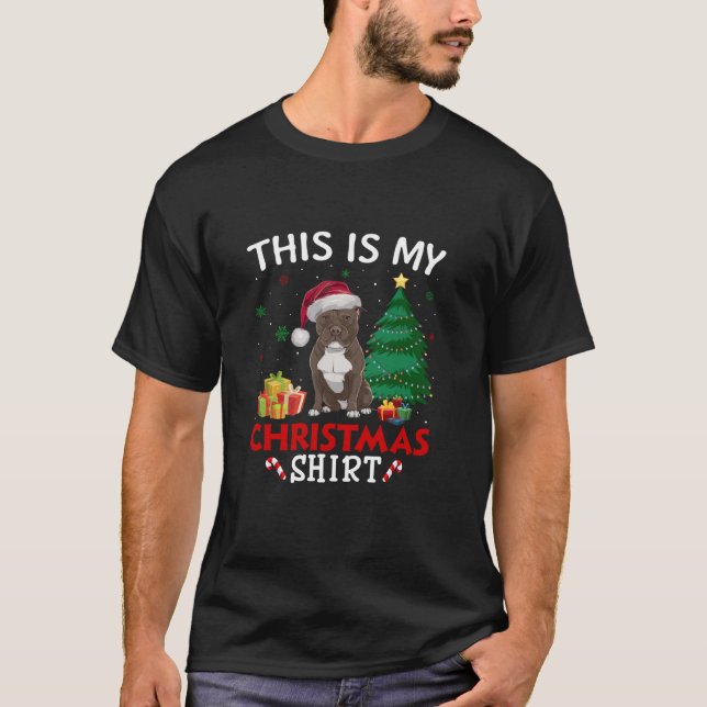 Camiseta Este es mi Pajama Navidades de Pitbull Dog Santa H (Anverso)