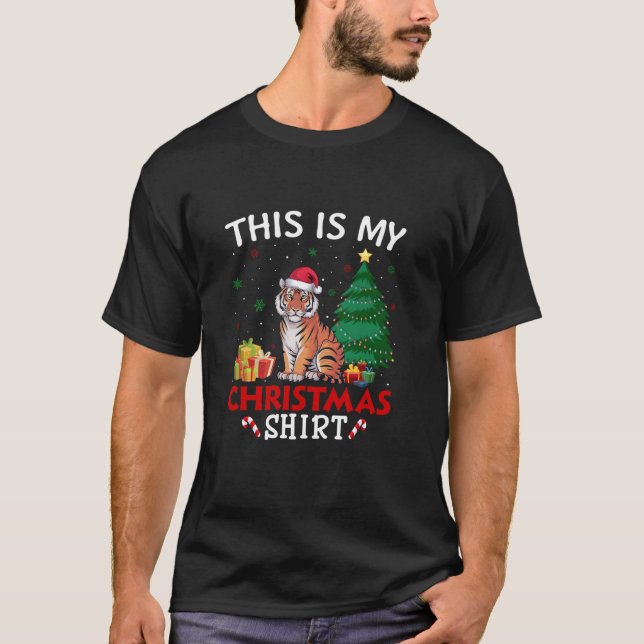 Camiseta Este es mi Pajama, Navidades de Santa Hat de Tigre (Anverso)