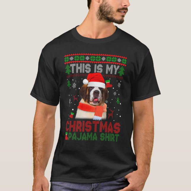 Camiseta Este Es Mi Perro Feo Navidad Pajama Bernard (Anverso)