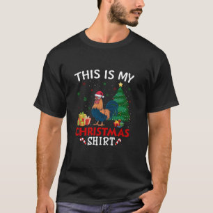 Camiseta Este es mi Rooster Navidades de Santa Hat Pajama T