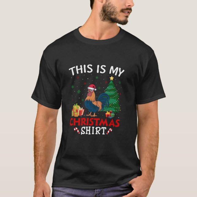Camiseta Este es mi Rooster Navidades de Santa Hat Pajama T (Anverso)