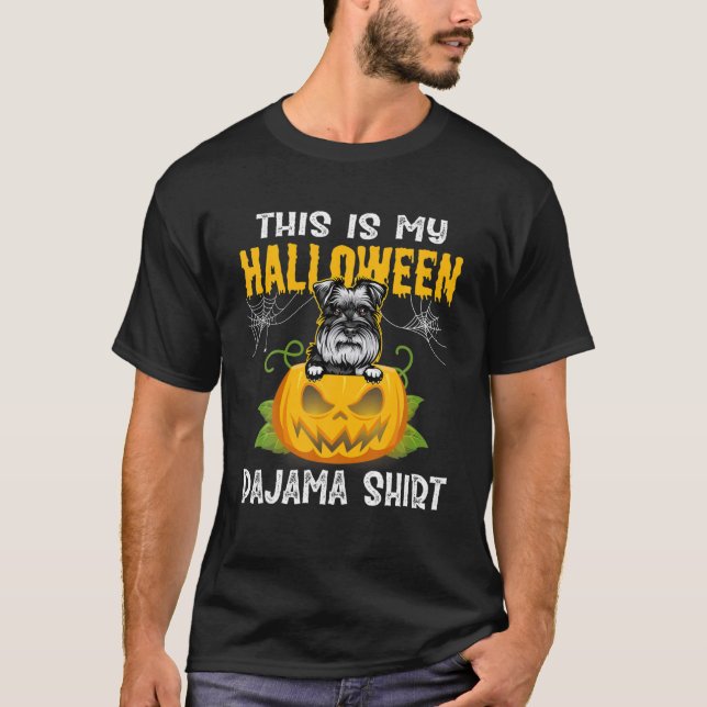 Camiseta Este Es Mi Traje De Halloween Pajama Schnauzer (Anverso)