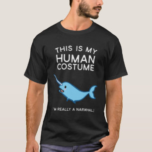 Camiseta Este Es Mi Traje Humano Narwhal Halloween