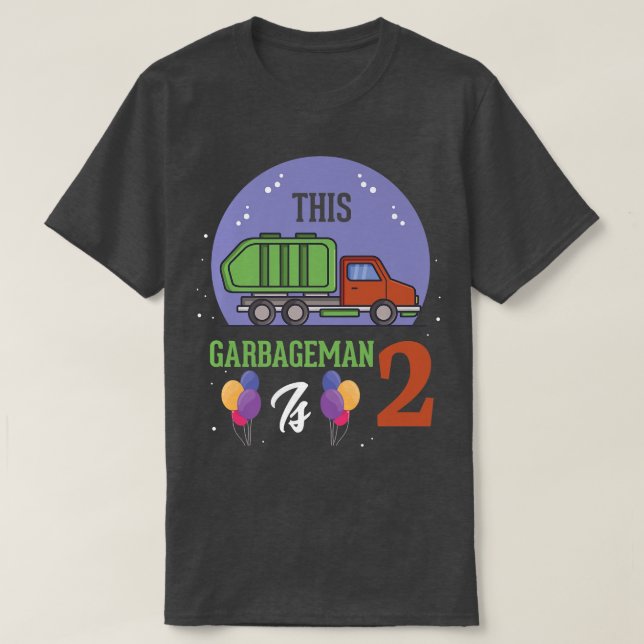 Camiseta Este Garbageman es 2.º camión de basura de cumplea (Diseño del anverso)
