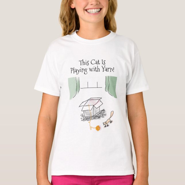 Camiseta "Este gato es" serie Personalizado jugando con yar (Anverso)