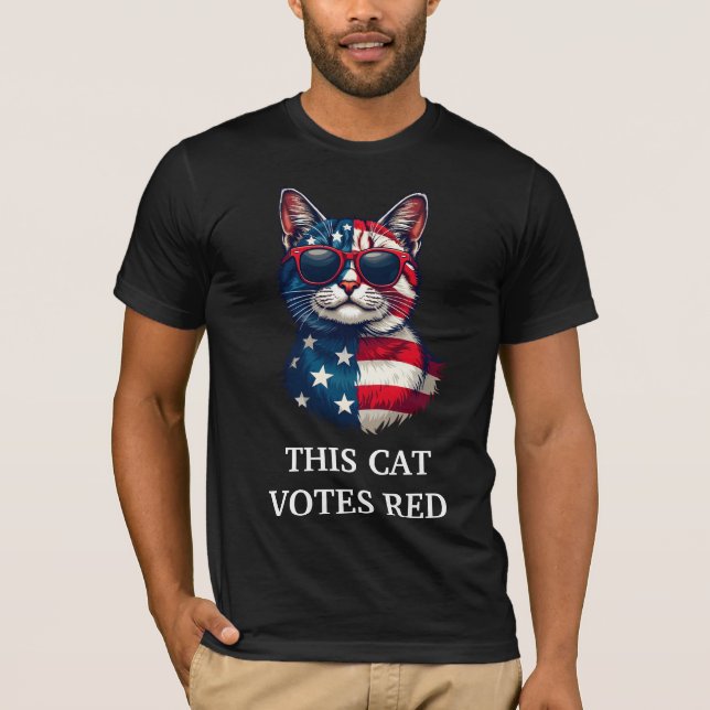 Camiseta Este gato vota patriótico de la bandera del presid (Anverso)