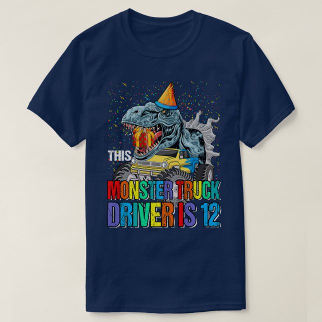 Camiseta Este Monstruo Conductor De Camión Es 12 Cumpleaños (Diseño del anverso)