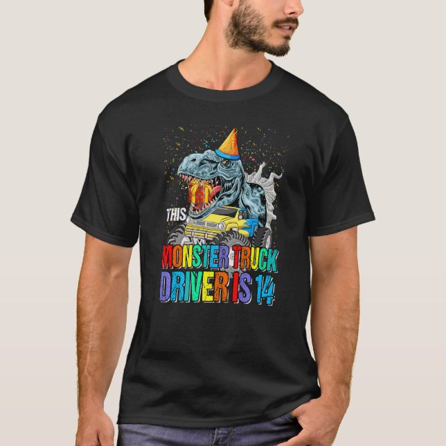 Camiseta Este Monstruo Conductor De Camión Es 14 Cumpleaños (Anverso)
