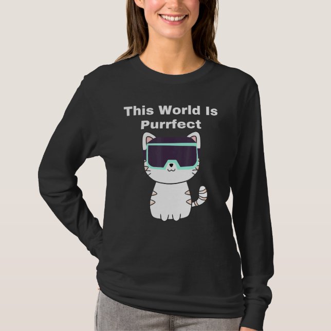 Camiseta Este Mundo Es Perfecto - Gato Gamer Vr Virtual Rea (Anverso)