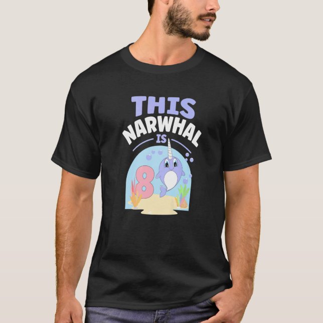Camiseta Este Narwhal es 8 niños de cumpleaños de peces de  (Anverso)
