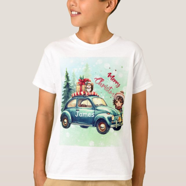 Camiseta Este Navidad con un coche en él (Anverso)