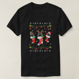 Camiseta Este Navidad Gato Negro Pajama En Calcetines