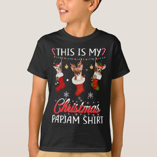 Camiseta Este Navidad Pajama Chihuahua En Calcetines Perro  (Anverso)