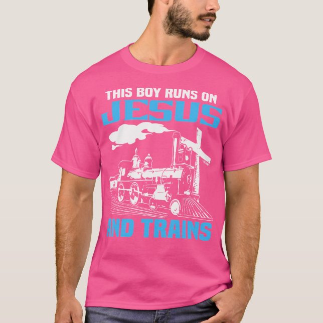 Camiseta Este Niño Corre Sobre Jesús Y Entrena Ferrocarril  (Anverso)