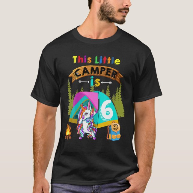 Camiseta Este Pequeño Camper Es Seis Dabbing Unicornios Gua (Anverso)