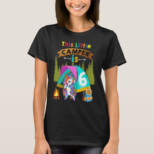 Camiseta Este Pequeño Camper Es Seis Dabbing Unicornios Gua (Anverso)