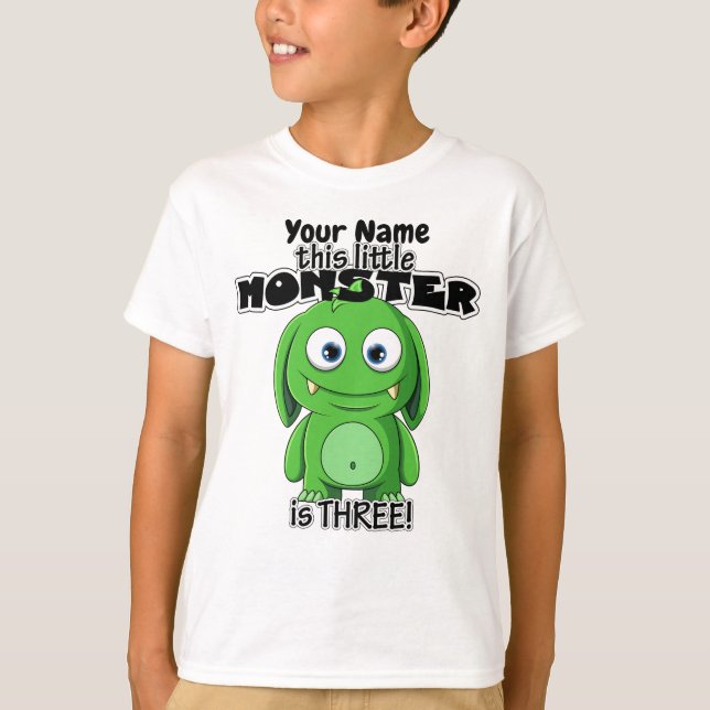 Camiseta Este Pequeño Monstruo es Tres (Anverso)