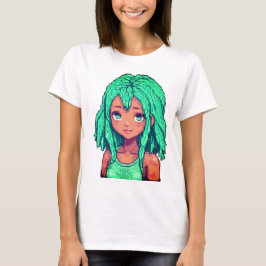 Camiseta Este personaje de arte pixelado, "Soñador Esmerald
