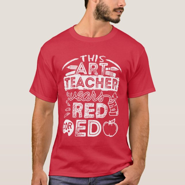 Camiseta Este profesor de arte viste de rojo para Ed (Anverso)