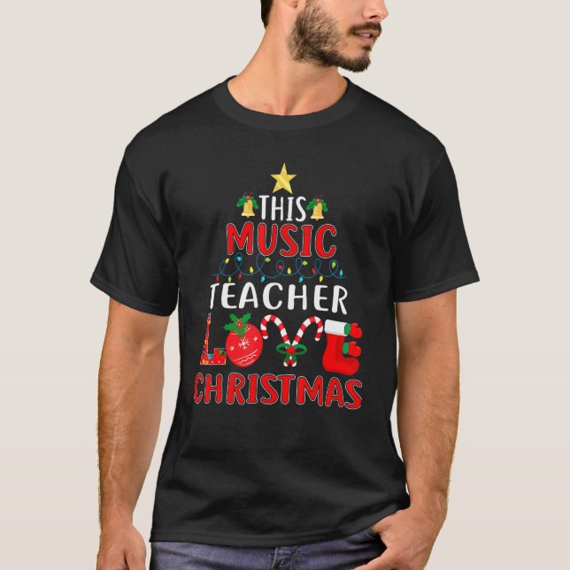 Camiseta Este profesor de música ama a los Navidades encien (Anverso)