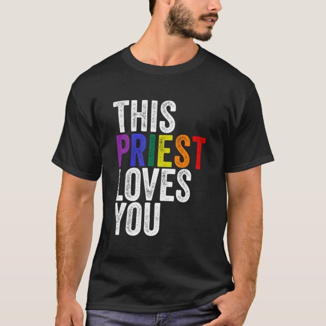 Camiseta Este Sacerdote Te Ama Pastor Lgbtq Orgullo Para Lo (Anverso)