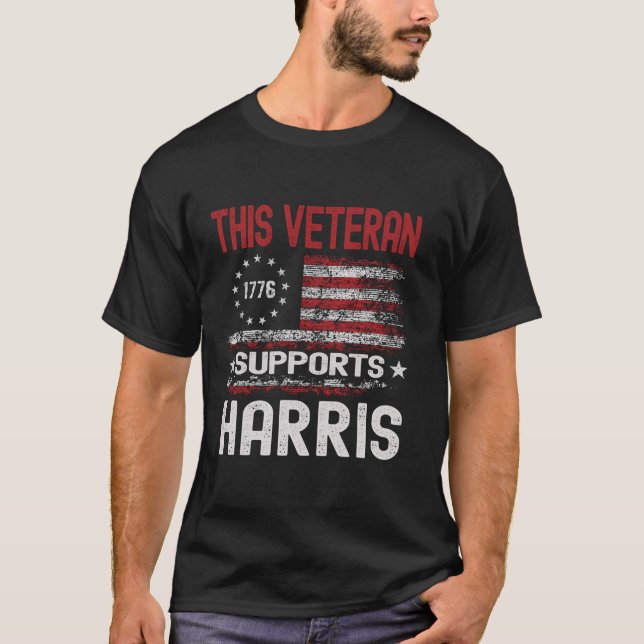 Camiseta Este veterano apoya a Harris American Flag Kam (Anverso)
