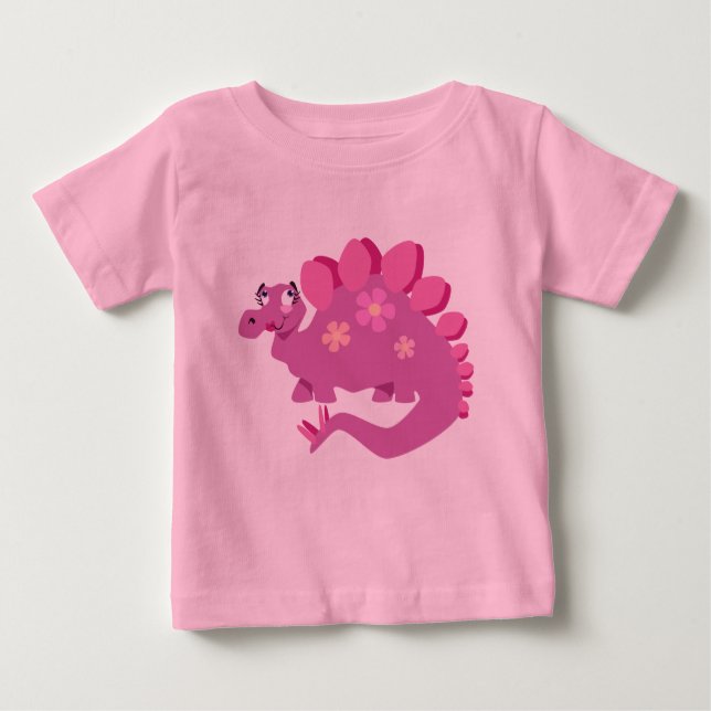 Camiseta Estegosaurus Baby Rosa (Anverso)