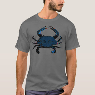Camiseta Esténcil de cangrejo azul
